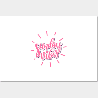 Sunday Vibes Pink Typography - Cool Posters and Art